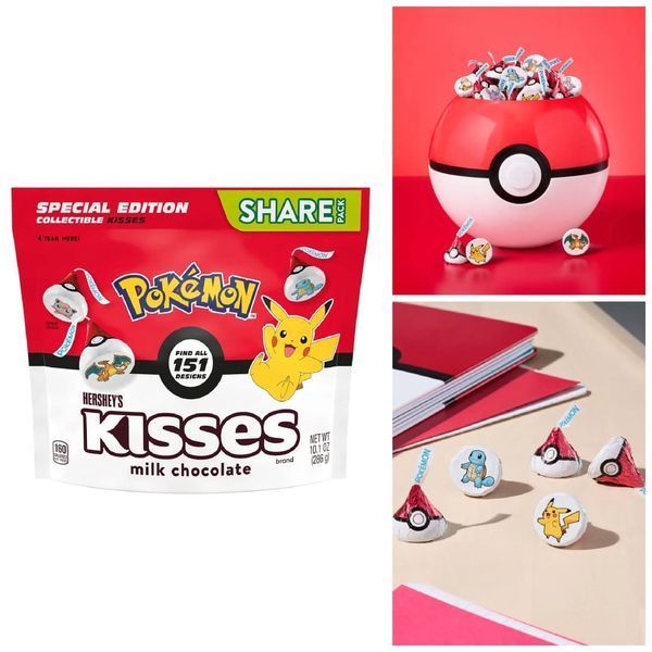 Шоколадні цукерки Hershey's Kisses Milk Chocolate Pokemon 151 Candy 286г 9968 фото