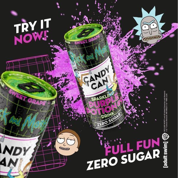 Газированный напиток Candy Can Rick and Morty Purple Potio Sugar Free со вкусом винограда 330мл 7547 фото