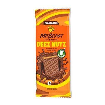 Шоколад Feastables MrBeast Deez Nutz Peanut Butter Milk Chocolate Bar 60g (ДЕФОРМОВАНА) 7014 фото