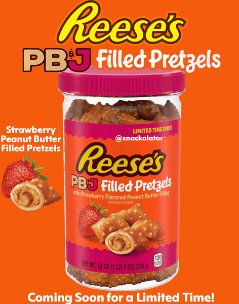 Крендельки Reese's PB&J Filled Pretzels with Strawberry Flavored Peanut Butter Filling 510г 10268 фото