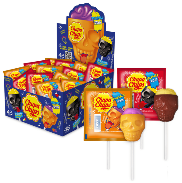 Льодяник на паличці Chupa Chups Halloween Skull 1шт, 15г 11977 фото