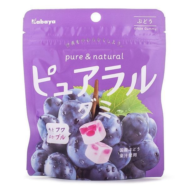 Японский жевательный мармелад Kabaya Pureral Gummy Candy Grape 45g 4757 фото