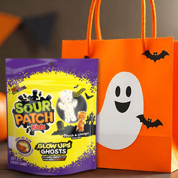 Жевательные конфеты Sour Patch Kids Glow Ups Ghosts Halloween Soft & Chewy Candy 237г 11927 фото