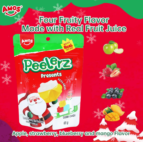Желейні цукерки Amos Peelerz 4D Presents Christmas Gummy Sweets 65г 9869 фото