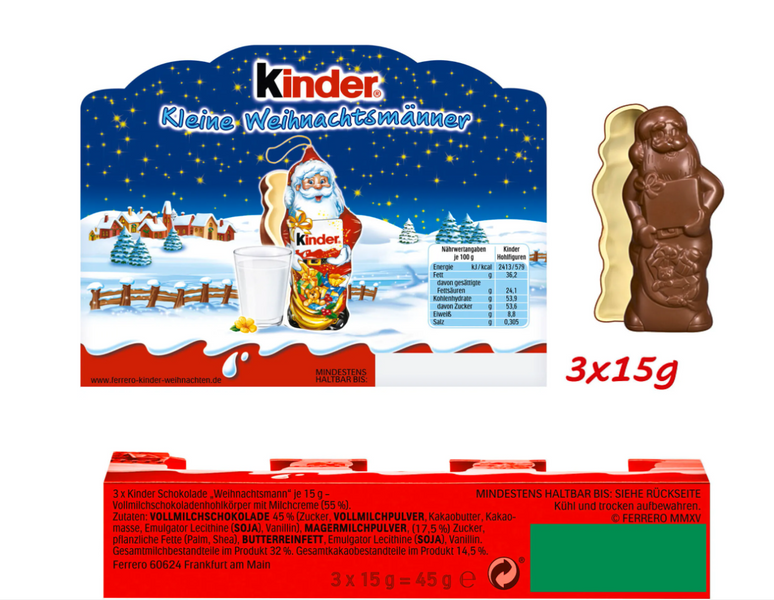 Набір новорічних фігурок Kinder Kleine Weihnachtsm&auml;nner 3 х 15г 7598 фото