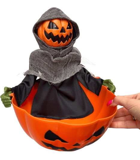 Цукерниця Halloween Страшний гарбуз зі звуком та ефектом руху 9234 фото
