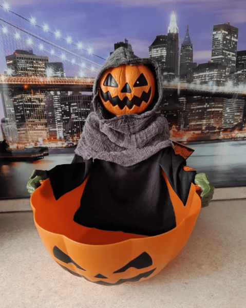 Цукерниця Halloween Страшний гарбуз зі звуком та ефектом руху 9234 фото