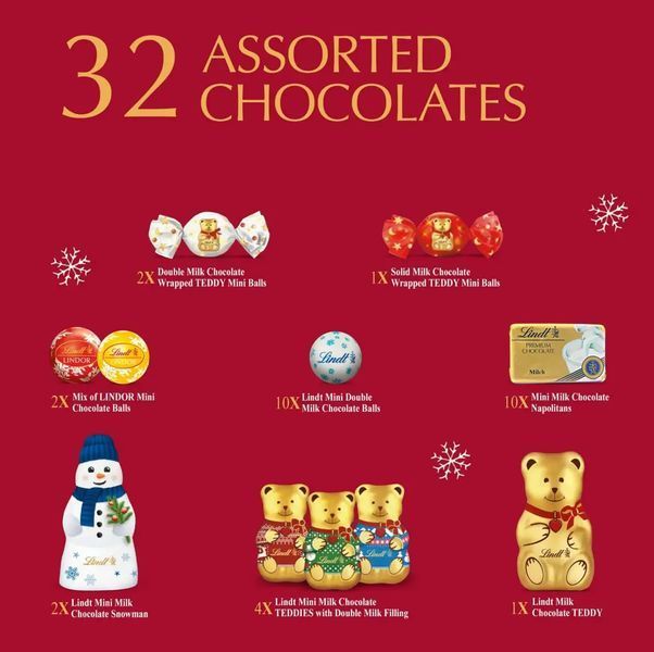 Адвент календар Lindt Teddy 3D Chocolate Advent Calendar 310г 9770 фото