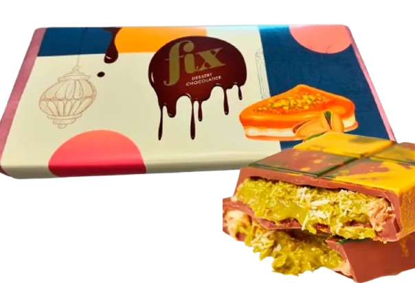 Оригінальний дубайський шоколад з фісташковою пастою та катаїфі Fix Dessert Chocolatier 200г, Дубай 7599 фото