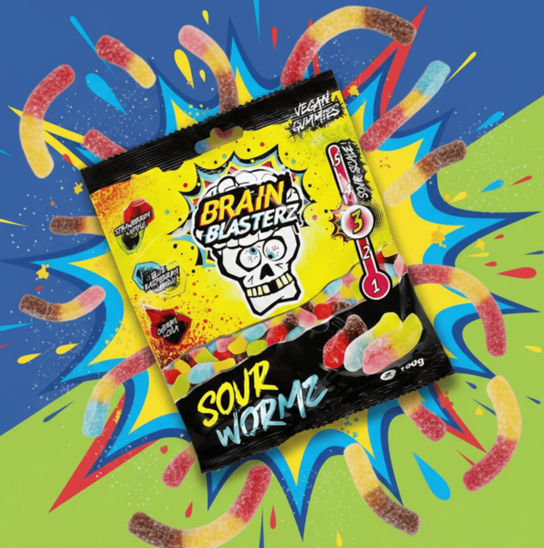 Жувальні цукерки Brain Blasterz Sour Wormz 100г 10737 фото