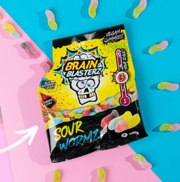 Жувальні цукерки Brain Blasterz Sour Wormz 100г 10737 фото