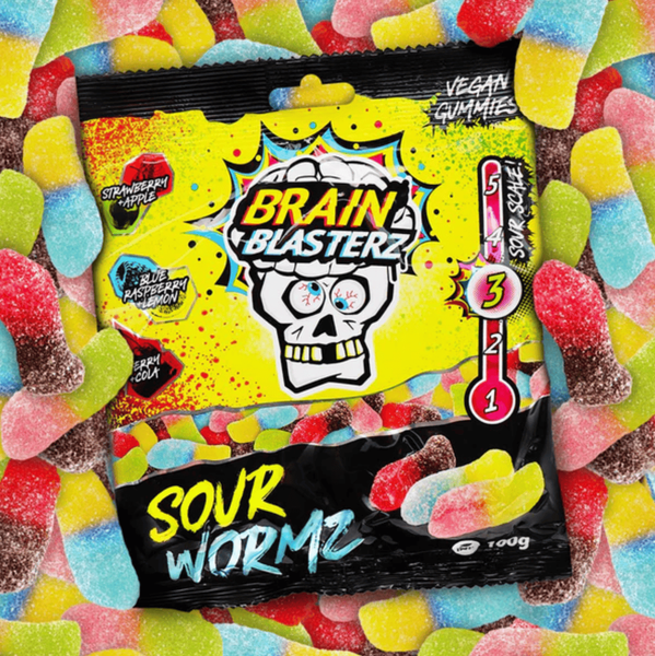 Жувальні цукерки Brain Blasterz Sour Wormz 100г 10737 фото