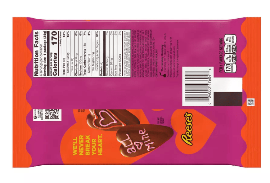Конфеты Reese's Valentine's Day Peanut Butter Hearts Candy 6шт х 34г 2414 фото