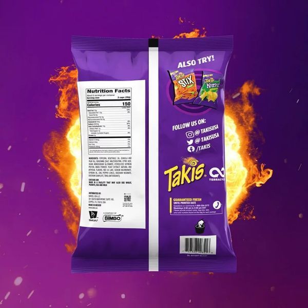 Чипсы Takis Fuego Pop Hot Chili Pepper & Lime Flavored Spicy 190g 11400 фото
