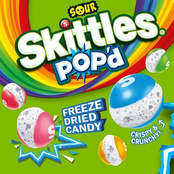 Кислі цукерки Skittles Pop'd Sour Freeze Dried Candy 156г 8568 фото