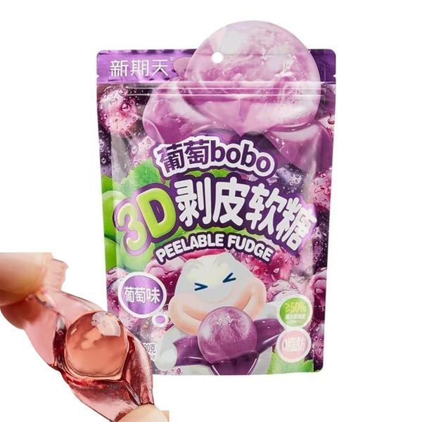 Китайські жувальні цукерки 3D Fruit Shaped Gummies Bobo Peelable Fudge Виноград 75г 8666 фото