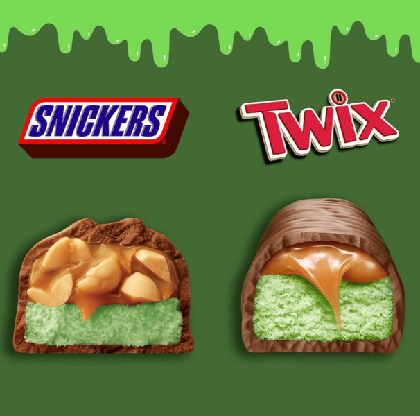 Набор мини-батончиков Mars Twix & Snickers Ghoulish Green Variety Pack 15шт,&nbsp;244г 9385 фото