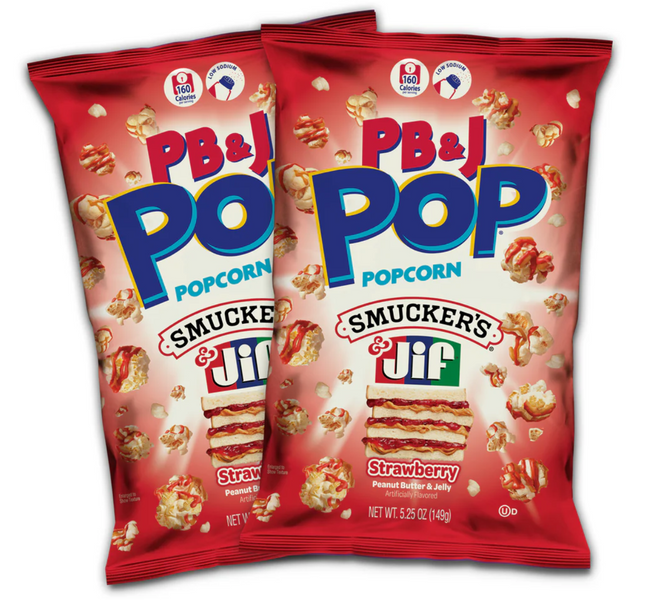 Солодкий попкорн PB&J Pop Peanut Butter & Strawberry Popcorn 149г 8617 фото