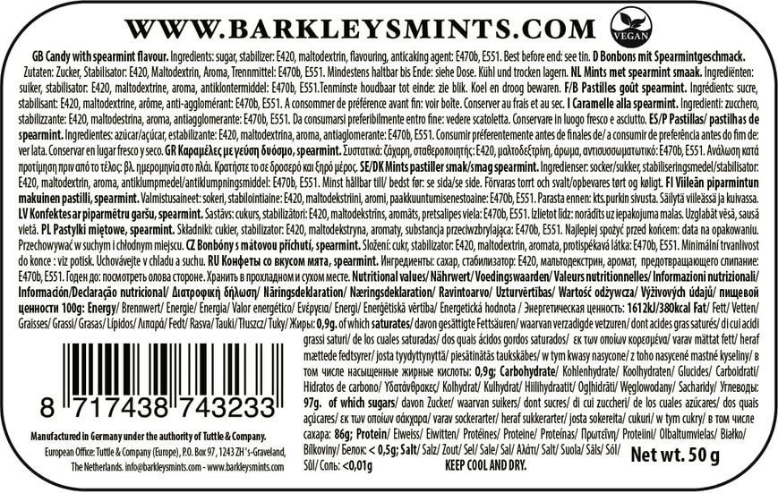 Драже Barkleys Classic Mints Spearmint 50г 8177 фото