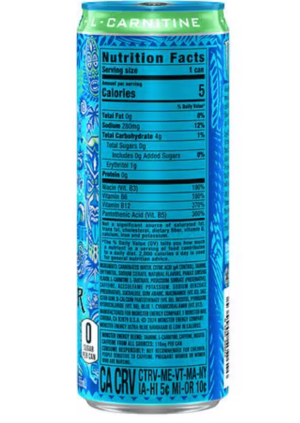 Блок энергетиков Monster Energy Ultra Blue Hawaiian Zero Sugar Energy Drink 4шт х 355мл 11438 фото