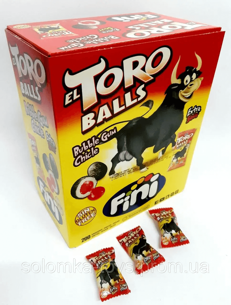 Блок жуйок Fini El Toro Balls Gum зі смаком полуниці 200 шт. 4610 фото