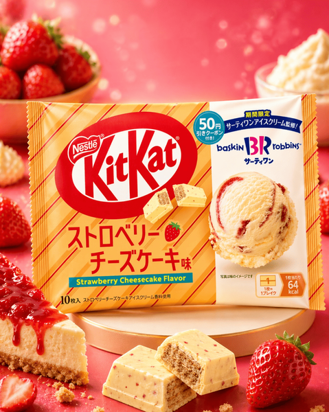 Шоколадные мини-батончики Kit Kat Baskin Robbins Strawberry Cheesecake Flavor 10шт 11017 фото