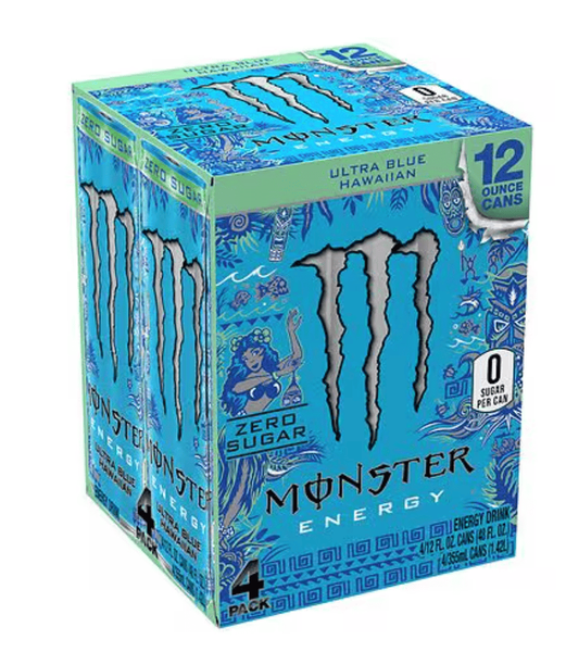 Блок энергетиков Monster Energy Ultra Blue Hawaiian Zero Sugar Energy Drink 4шт х 355мл 11438 фото