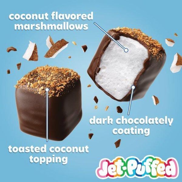 Маршмеллоу в шоколаді Jet-Puffed Marshmallow Bites Coconut 2524 фото