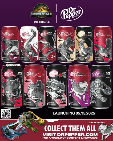 Газированный напиток Dr Pepper Jurassic World Rebirth Limited Edition Soda Cans 355мл 8936 фото
