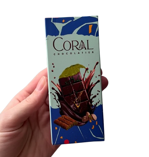 Дубайский шоколад Coral Chocolatier с фисташковой начинкой и катаифи 100г 7899 фото