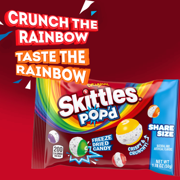 Цукерки Skittles Pop'd Original Freeze Dried Candy 50г 11489 фото