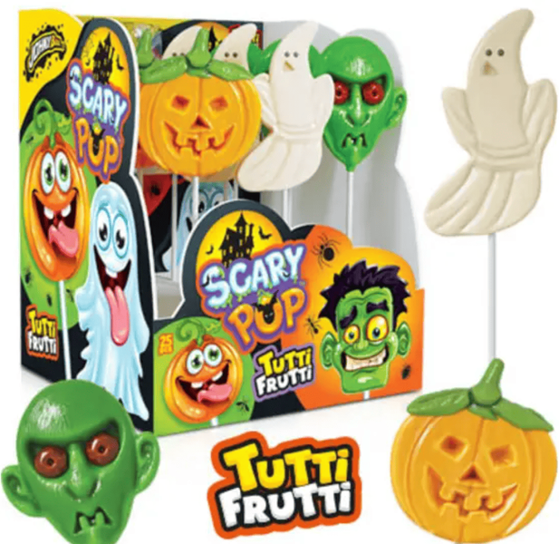 Леденец на палочке Johny Bee Scary Pop Halloween Tutti Frutti 1шт, 25г 9487 фото