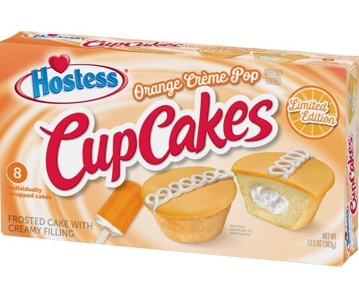 Кекси Hostess Limited Edition Orange Creme Pop Artificially Flavored CupCakes Creamy Filling 8шт, 383г 8743 фото