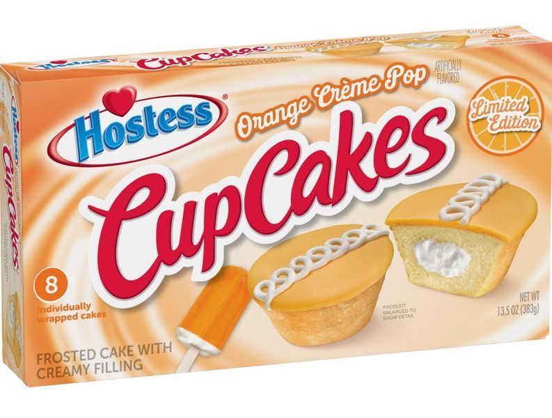 Кекси Hostess Limited Edition Orange Creme Pop Artificially Flavored CupCakes Creamy Filling 8шт, 383г 8743 фото
