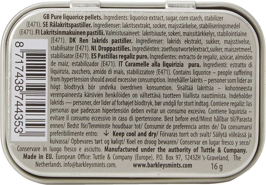 Драже Barkleys Intense Liquorice Pellets Pure 16г 11167 фото