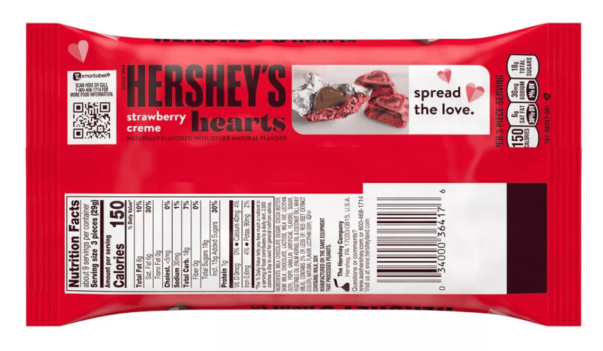 Шоколадні цукерки Hershey's Strawberry Creme Hearts Candy 249г 10272 фото