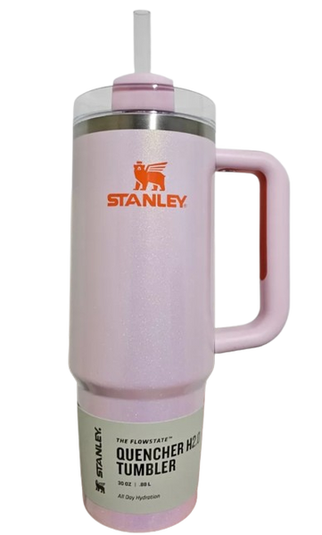 Термокружка Stanley Quencher H2.0 FlowState с ручкой и трубочкой Розовая с шиммером 887мл 8571 фото
