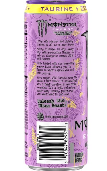 Блок энергетиков Monster Energy Ultra Wild Passion Zero Sugar Energy Drink 4шт х 355мл 11440 фото