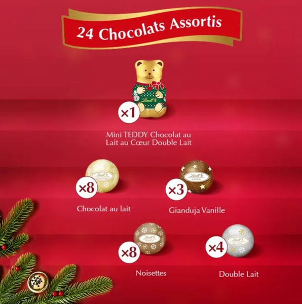 Адвент календарь с шоколадом Lindt Teddy Advent Calendar 124 г 7703  фото
