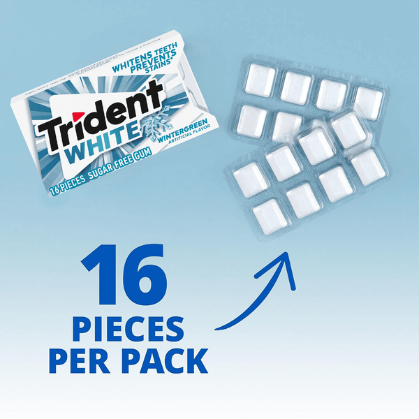 Блок жувальних гумок Trident White Wintergreen Sugar Free Gum 9шт 10373 фото