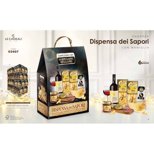 Рождественский подарочный набор Confezione Con Parmigiano Reggiano Dispensa Dei Sapori 6 компонентов 7851 фото
