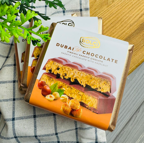 Дубайський шоколад з фундуком Bolci Dubai Kadayif Chocolate with Hazelnut 100г 8130 фото