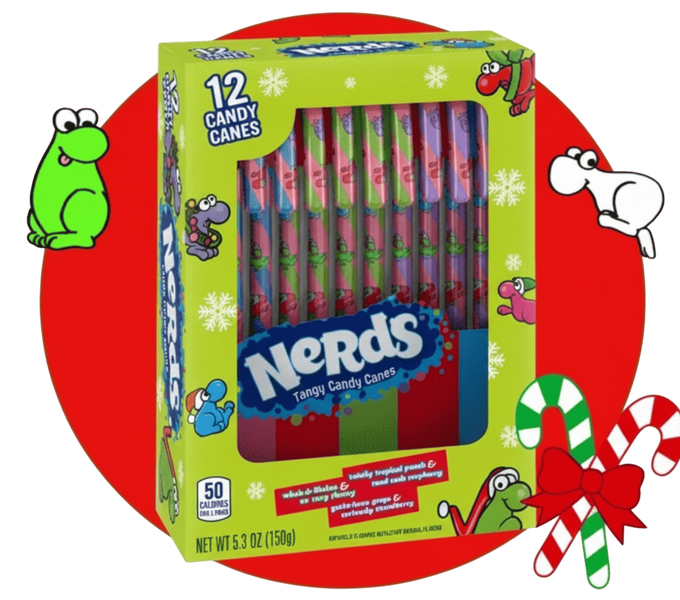 Леденцы-трости Nerds Holiday Candy Canes 12шт 150г 9974 фото