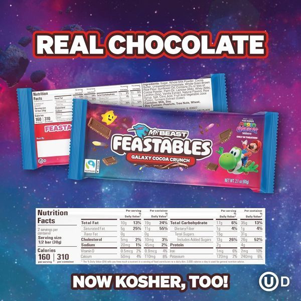 Шоколад MrBeast Feastables The Super Mario Galaxy Movie Cocoa Crunch 60г 11120 фото