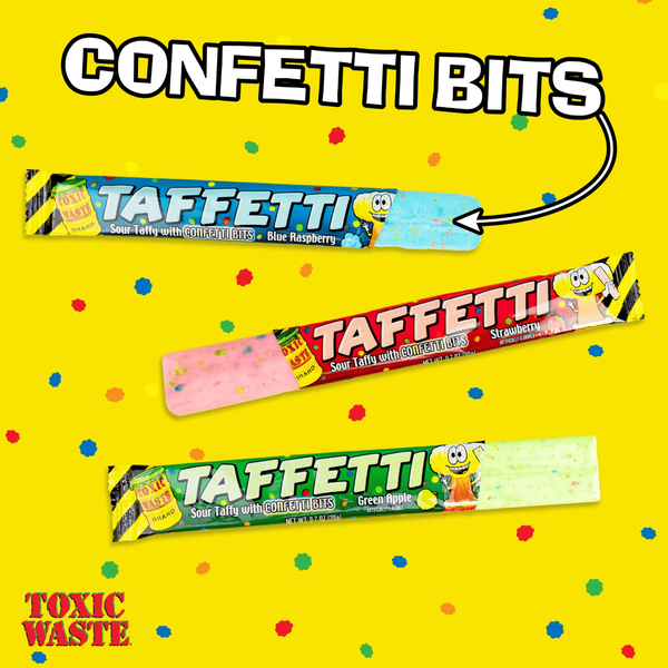 Жевательная конфета Toxic Waste Green Apple Taffetti Sour Taffy 20г 11540 фото