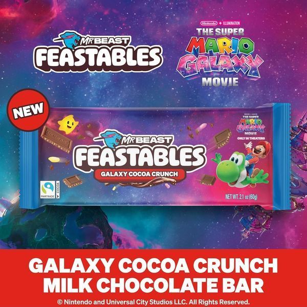 Шоколад MrBeast Feastables The Super Mario Galaxy Movie Cocoa Crunch 60г 11120 фото