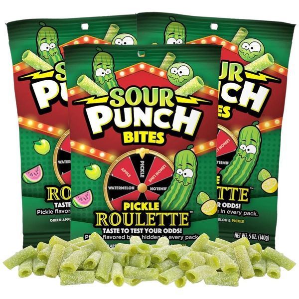 Жевательные конфеты Sour Punch Pickle Roulette Peg Bag 140г 7116 фото