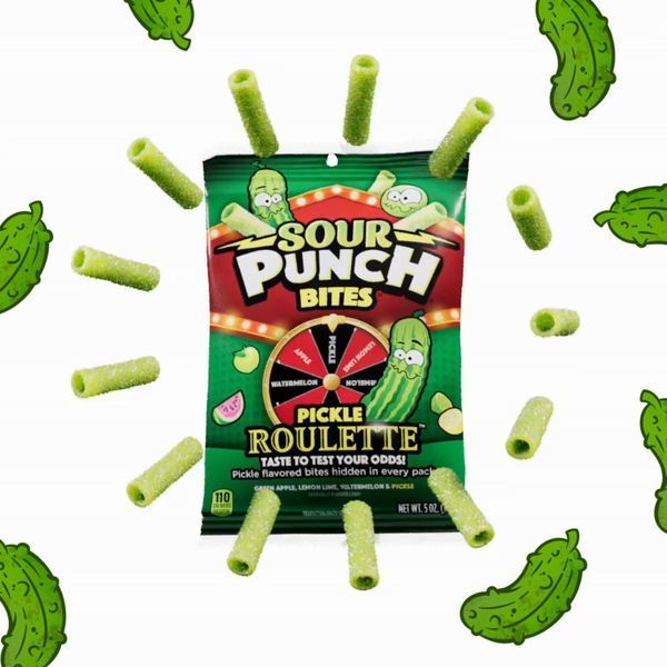Жевательные конфеты Sour Punch Pickle Roulette Peg Bag 140г 7116 фото