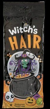 Жувальні цукерки Halloween Witch's Hair зі смаком чорної смородини 160 г 7378 фото