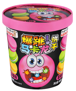 Печенье Макарон Gangfu Creamy Popping Candy с клубничным вкусом и взрывной карамелью 80г 10720 фото